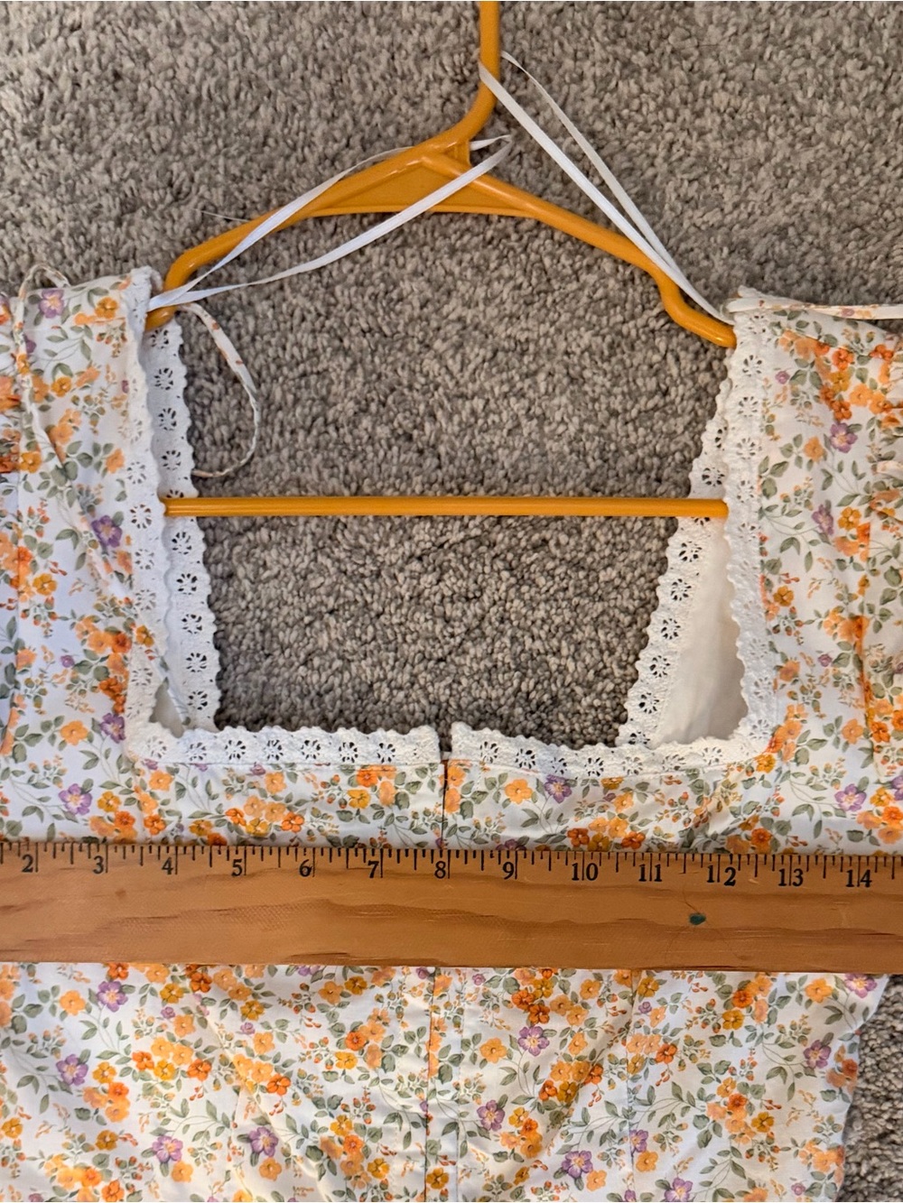 Lush White Floral Lace-Trim Chemise with Orange & Purple Accents